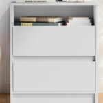 Contemporary Bedside Table with USB Open Shelf and Ample Storage in White