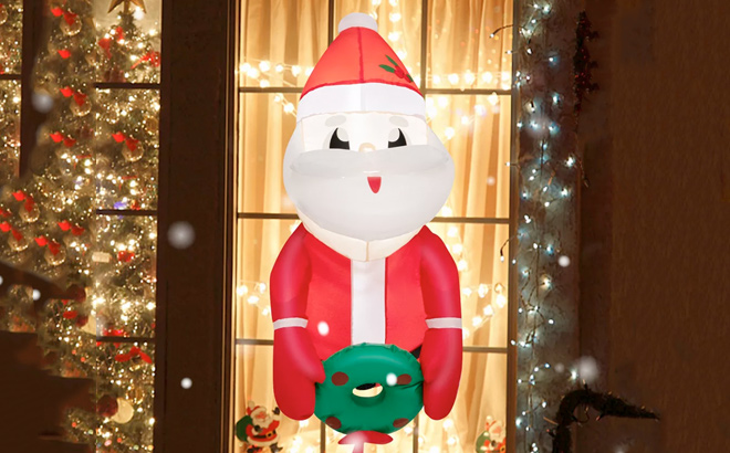 Costway 3 3FT Inflatable Christmas Santa Claus Broke Out from Window Hanging Decoration