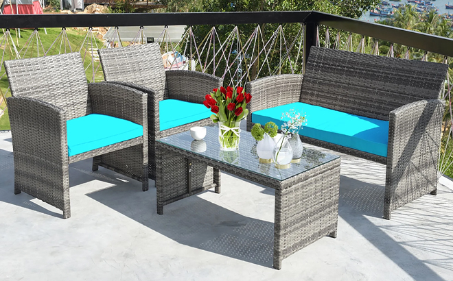 Costway 4 Piece Patio Rattan Furniture Set