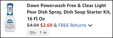 Dawn Powerwash Free Clear Light Pear Dish Spray 16 oz Checkout