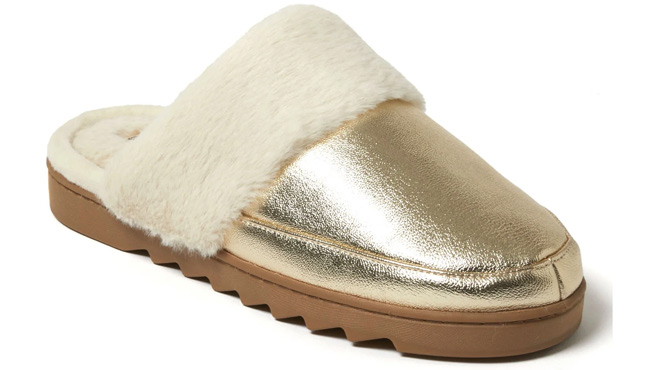 Dearfoams Cozy Comfort Womens Metallic Scuff Slippers