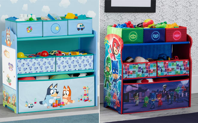 Delta Children PJ Masks and Bluey Design Store 6 Bin Toy Storage Organizer