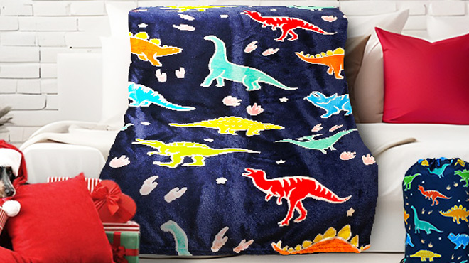 Dino Glow in The Dark Blanket