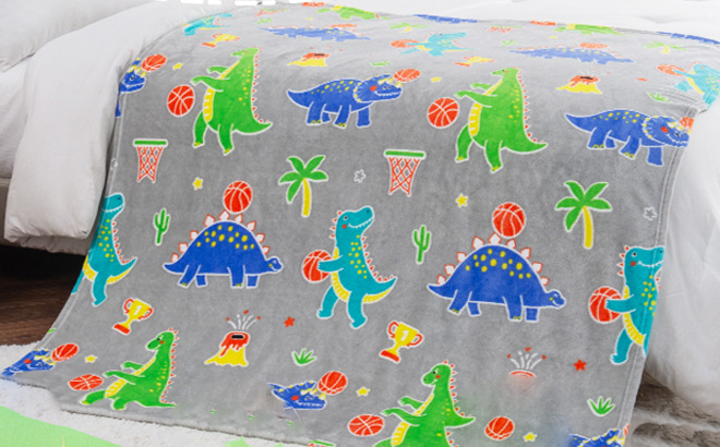 Dinosaur Glow in The Dark Blanket