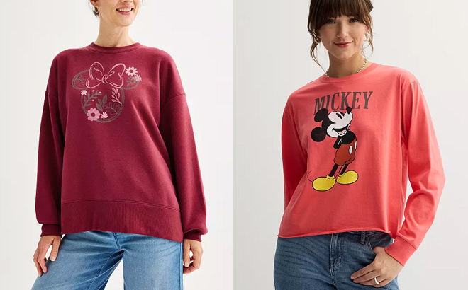 Disneys Minnie Mouse Womens Crewneck Sweatshirt