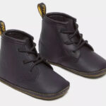 Dr Martens 1460 Auburn Leather Baby Booties in Black Color