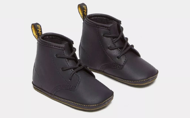 Dr Martens 1460 Auburn Leather Baby Booties in Black Color