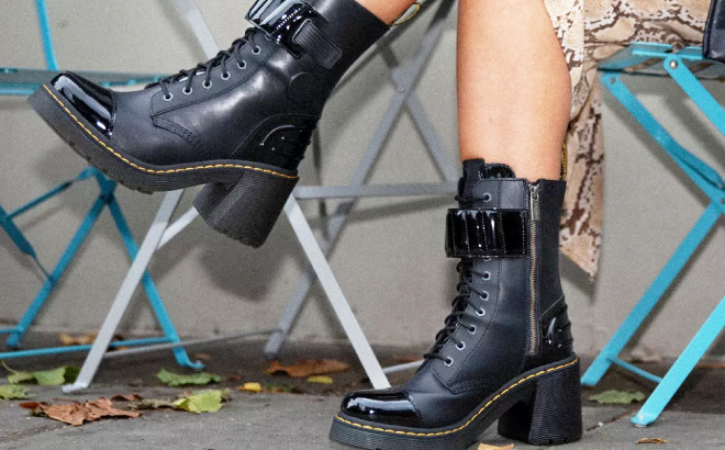 Dr Martens Gaya 10 Eye Alternative Leather Heeled Boots