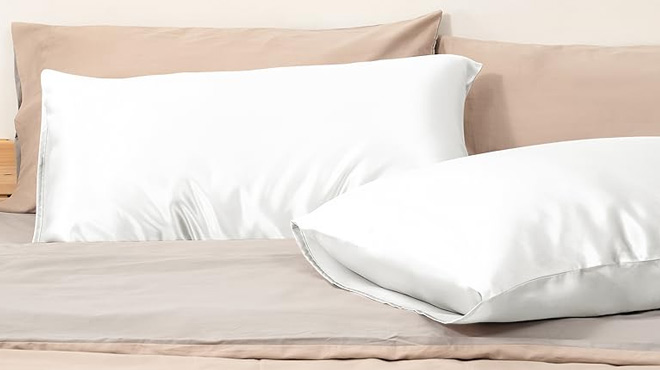 EXQ Silky Satin Pillowcases in White Color