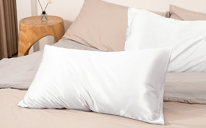 EXQ Silky Satin Pillowcases in White