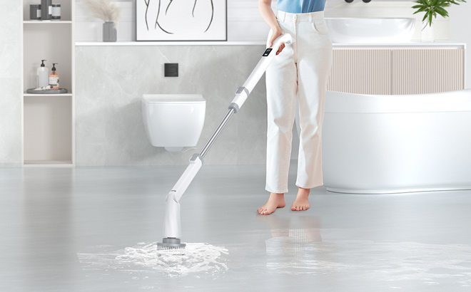 Electric Spin Scrubber Electric Shower Scrubber with Long Handle Adjustable