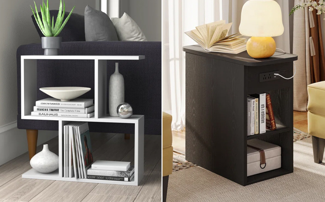 Fazio End Table and Small End Tables With Flip Top Storage And Outlets