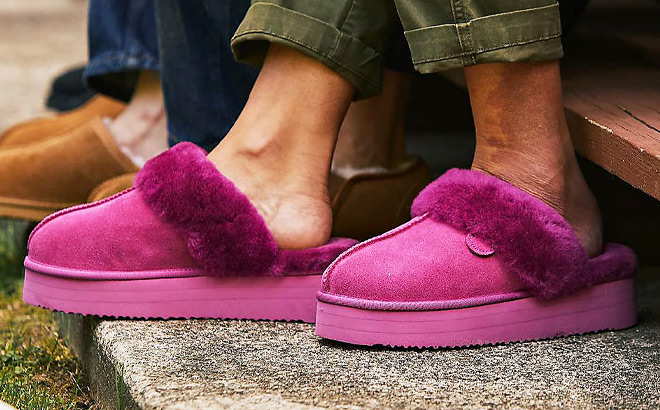 Fireside by Dearfoams Platform Shearling Scuff Slippers