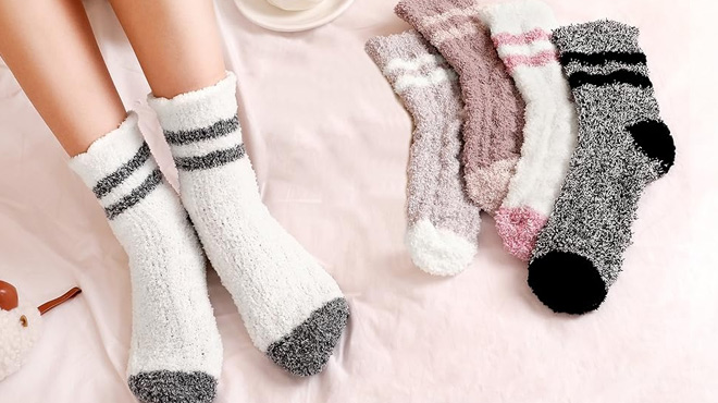 Five Pairs of Pleneal Fuzzy Socks