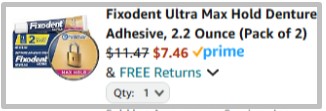 Fixodent Denture Adhesive Amazon Checkout Screenshot