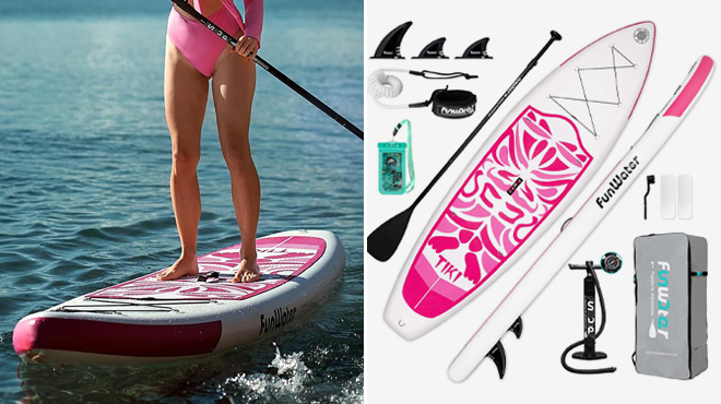 FunWater Inflatable Paddle Board Classic Pink Totem Style