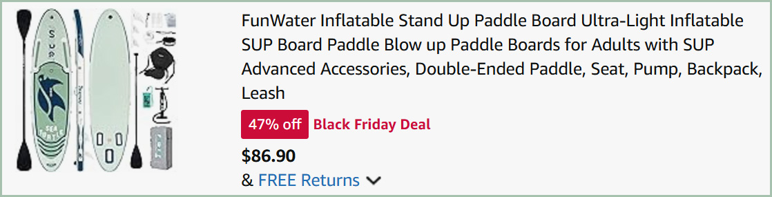 FunWater Inflatable Paddle Board at Checkout