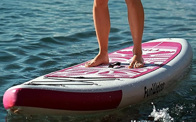 FunWater Inflatable Ultra Light Stand Up Paddle Board in Classic Pink Totem Style 1