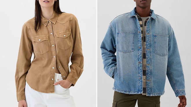 GAP Factory Womens Shirt and Mens Denim Shirt Jacket