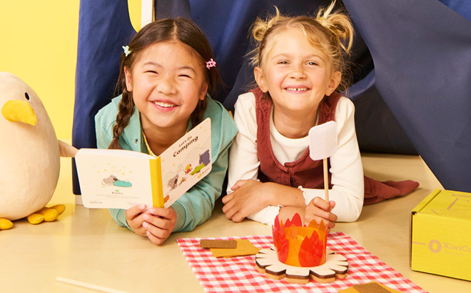 Girls Playing with one of the KiwiCo Sets