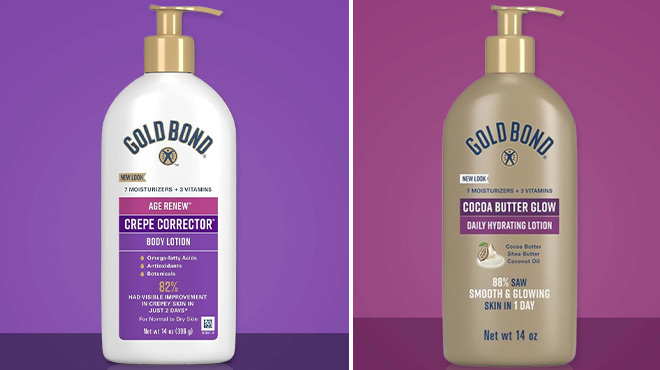 Gold Bond Age Renew Crepe Corrector Body Lotion and Cocoa Butter Glow Daily Hydrating Lotion