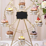 Gold Metal Rotating Dessert Wheel on the Table