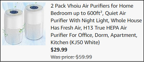 HEPA Air Purifiers 2 Pack Checkout