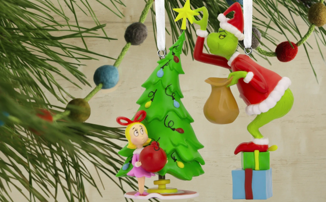 Hallmark Dr Seusss Grinch and Cindy Lou Who Christmas Ornaments