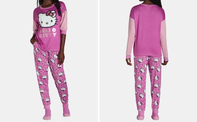 Hello Kitty Womens Lounge Top and Pants with Socks Set