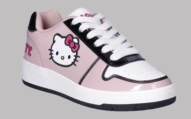 Hello Kitty by Sanrio Womens Pink Casual Court Sneakers in Pink