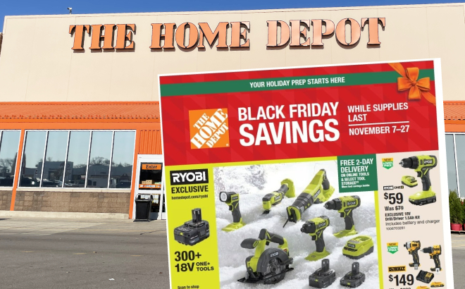 Home Depot Store Front and Black Friday Ad Scan 2024