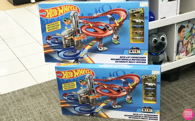 Hot Wheels Auto Lift Expressway Track and Cars Playset