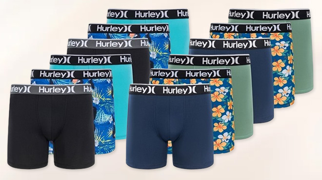 Hurley Men's Regrind Boxer Briefs 6 Packs