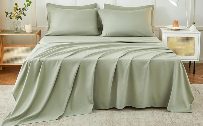 ILAVANDE Sage King Size 6 Piece Sheets Set