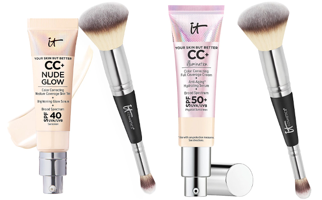 IT Cosmetics Your Skin But Better CC Nude Glow SPF40 and Brush and IT Cosmetics CC Cream Illumination SPF50 and Brush