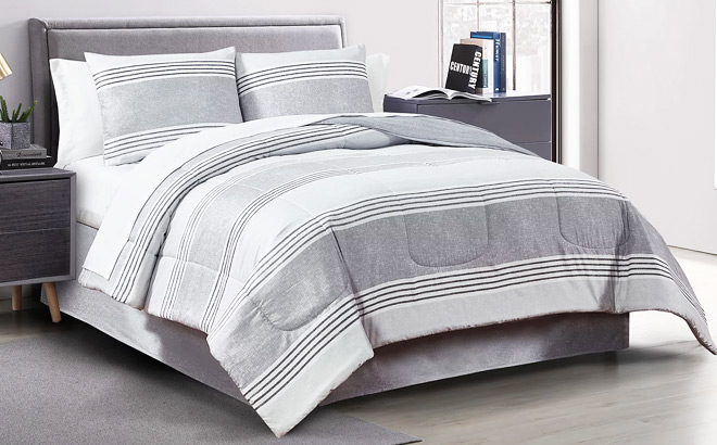 Keeco Douglas Stripe 8 Piece Reversible Comforter Sets