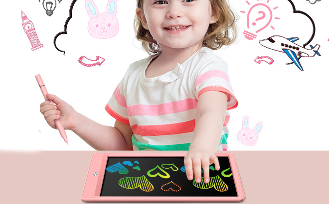 Kid writing on LCD Writing Tablet