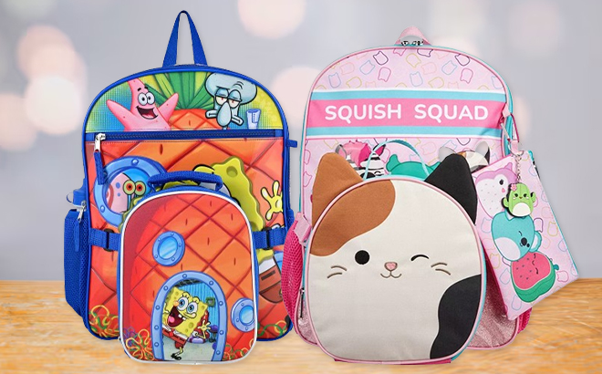 Kids 5 Piece Backpack Sets on a Table