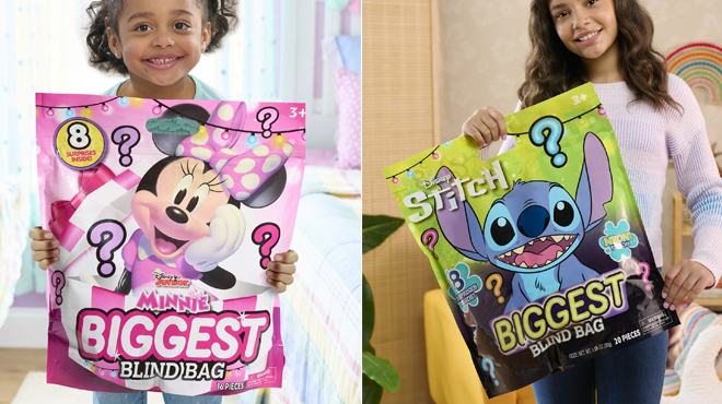 Kids holding a Disney Junior Minnie Mouse Preschool Biggest Blind Bag