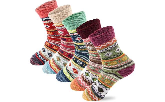 LKV Womens Fuzzy Winter Socks 5 Pairs