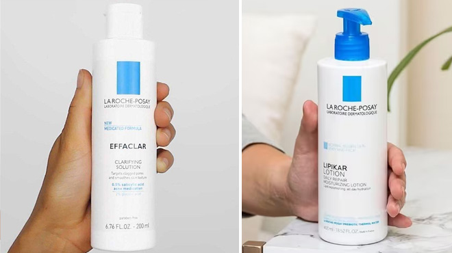 La Roche Posay Effaclar Clarifying Solution Acne Toner and Lipikar Body Lotion for Normal to Dry Skin