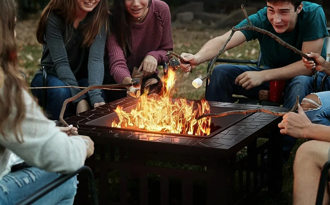 Lacoo Patio Square Fire Pit Table