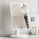 Large LED Makeup Mirror on a Counter