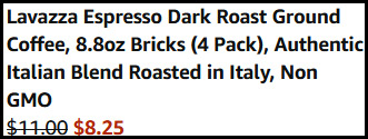 Lavazza Espresso Dark Roast Ground Coffee Order Summary