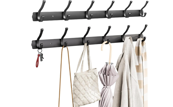 Long Coat Rack Wall Mounts 2 Pieces