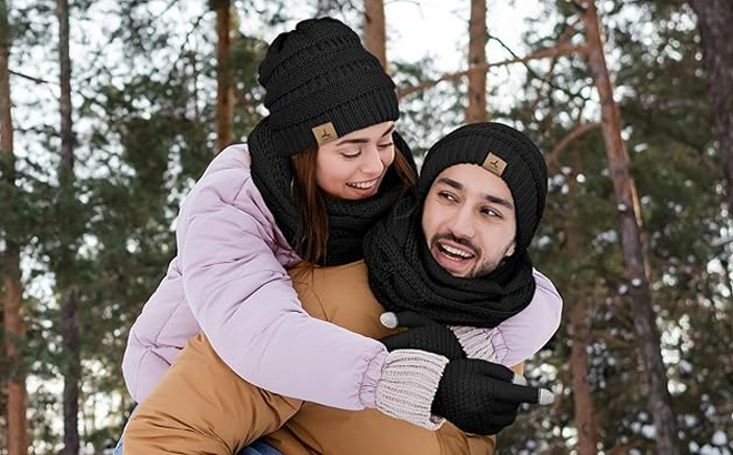 Lorome Winter Beanie Hat Scarf Gloves Set