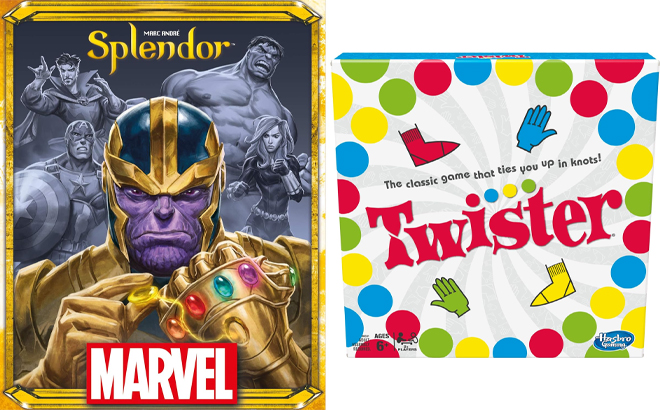 Marvel Splendor Board Game and Hasbro Twister Party Classic Board Game