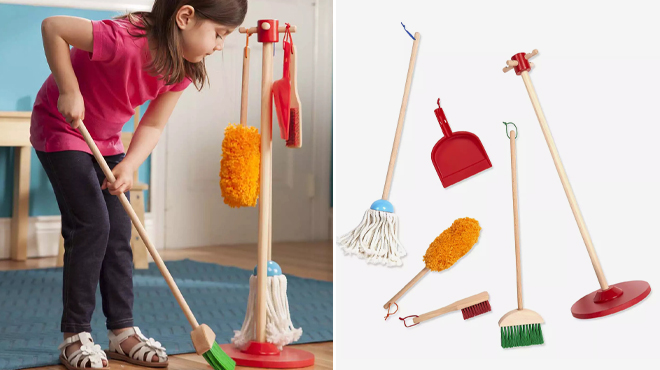 Melissa Doug Dust Sweep Mop 6 Piece Pretend Play Cleaning Set