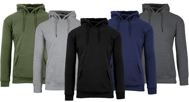 Mens Heavyweight Fleece Lined Pullover Hoodie Sweaters