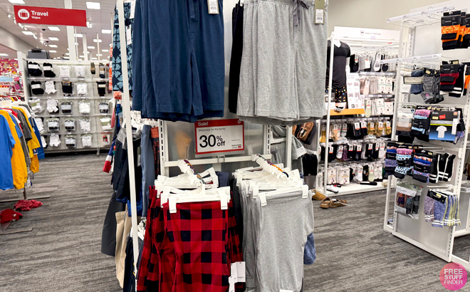 Mens Pajama Bottoms on Hangers in Store